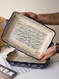 تابه سرامیکی گل سرمه ای پاشاهوم مدل مستطیل